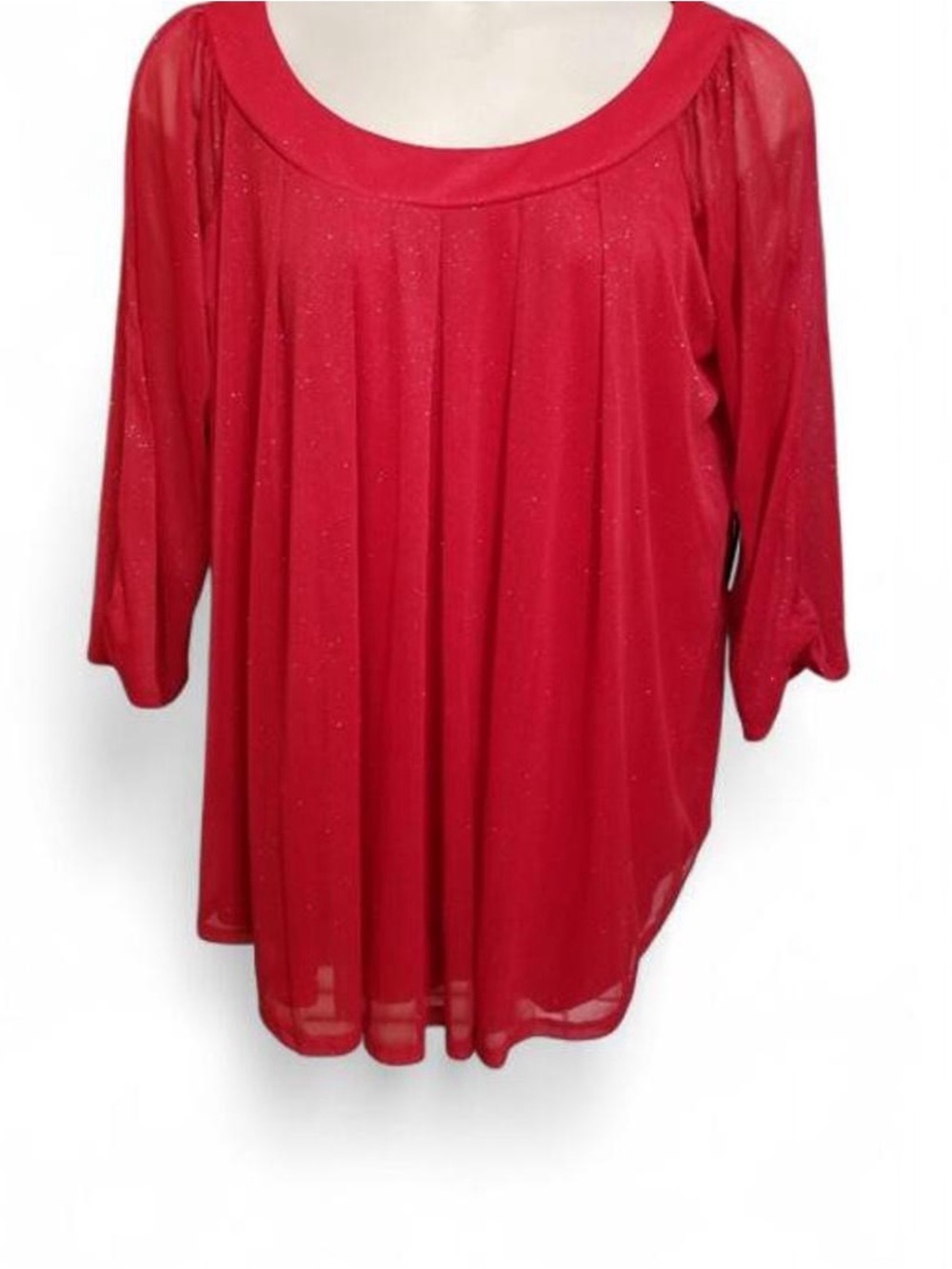 Sparkle Red Scoop-Neck Tunic - Women's Lightweight Top